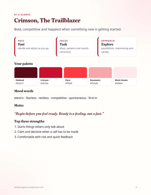 Sample page: at a glance with dials and palette