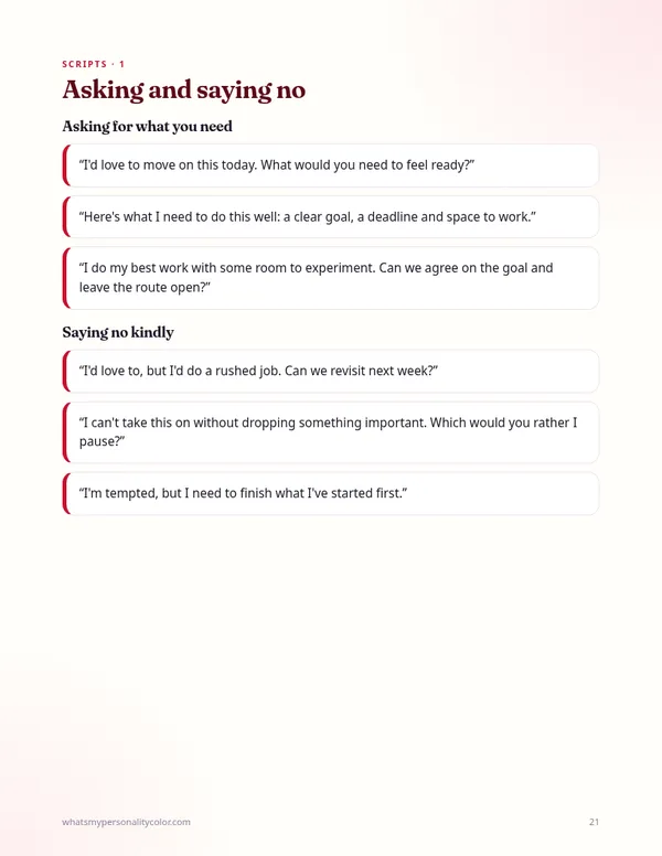 Sample page: conversation scripts