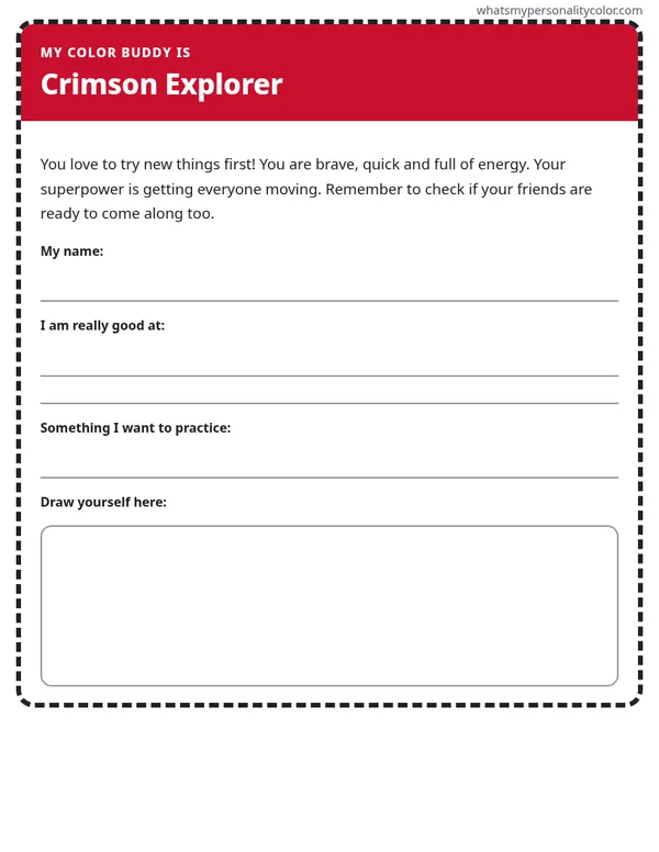 Preview of the My Color Buddy Card printable